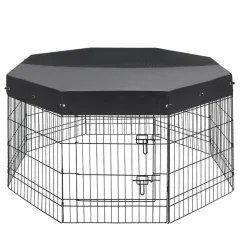 VEVOR Dog Playpen 30 Inch 8 Panels Foldable Exercise Pen with Top Cover, Indoor Metal Pet Fence with Door, Heavy Duty Puppy Crate Kennel, Pet Playpen for Dogs, Cats, and Other Small Animals, Black