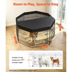 VEVOR Dog Playpen 30 Inch 8 Panels Foldable Exercise Pen with Top Cover, Indoor Metal Pet Fence with Door, Heavy Duty Puppy Crate Kennel, Pet Playpen for Dogs, Cats, and Other Small Animals, Black
