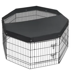 VEVOR Dog Playpen 30 Inch 8 Panels Foldable Exercise Pen with Top Cover, Indoor Metal Pet Fence with Door, Heavy Duty Puppy Crate Kennel, Pet Playpen for Dogs, Cats, and Other Small Animals, Black