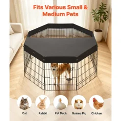 VEVOR Dog Playpen 30 Inch 8 Panels Foldable Exercise Pen with Top Cover, Indoor Metal Pet Fence with Door, Heavy Duty Puppy Crate Kennel, Pet Playpen for Dogs, Cats, and Other Small Animals, Black