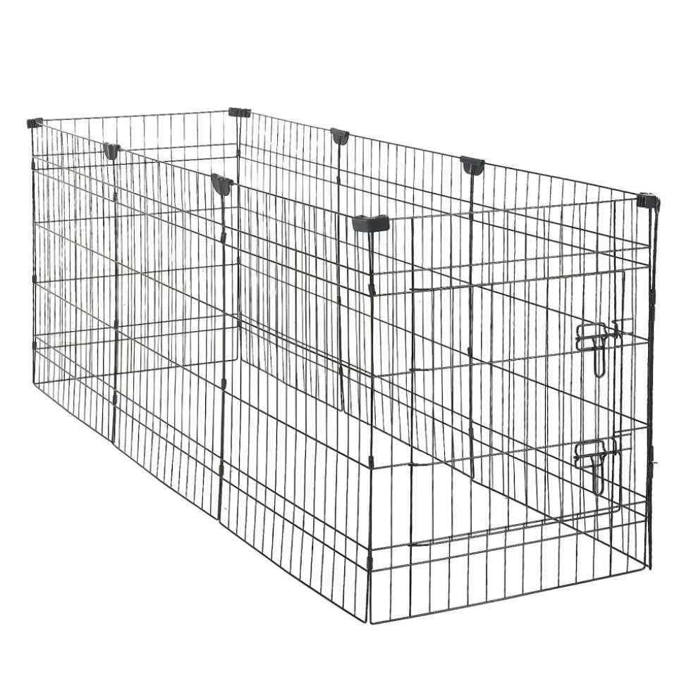 VEVOR Dog Playpen 30 Inch 8 Panels Exercise Pen with Top Cover & Bottom Pad, Indoor Foldable Metal Pet Fence with Door, Heavy Duty Puppy Crate Kennel Pen for Dogs, Cats, and Other Small Animals, Black