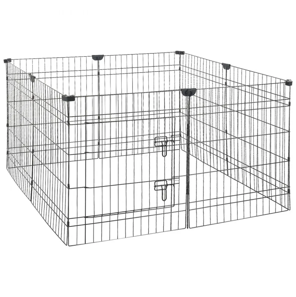 VEVOR Dog Playpen 30 Inch 8 Panels Exercise Pen with Top Cover & Bottom Pad, Indoor Foldable Metal Pet Fence with Door, Heavy Duty Puppy Crate Kennel Pen for Dogs, Cats, and Other Small Animals, Black