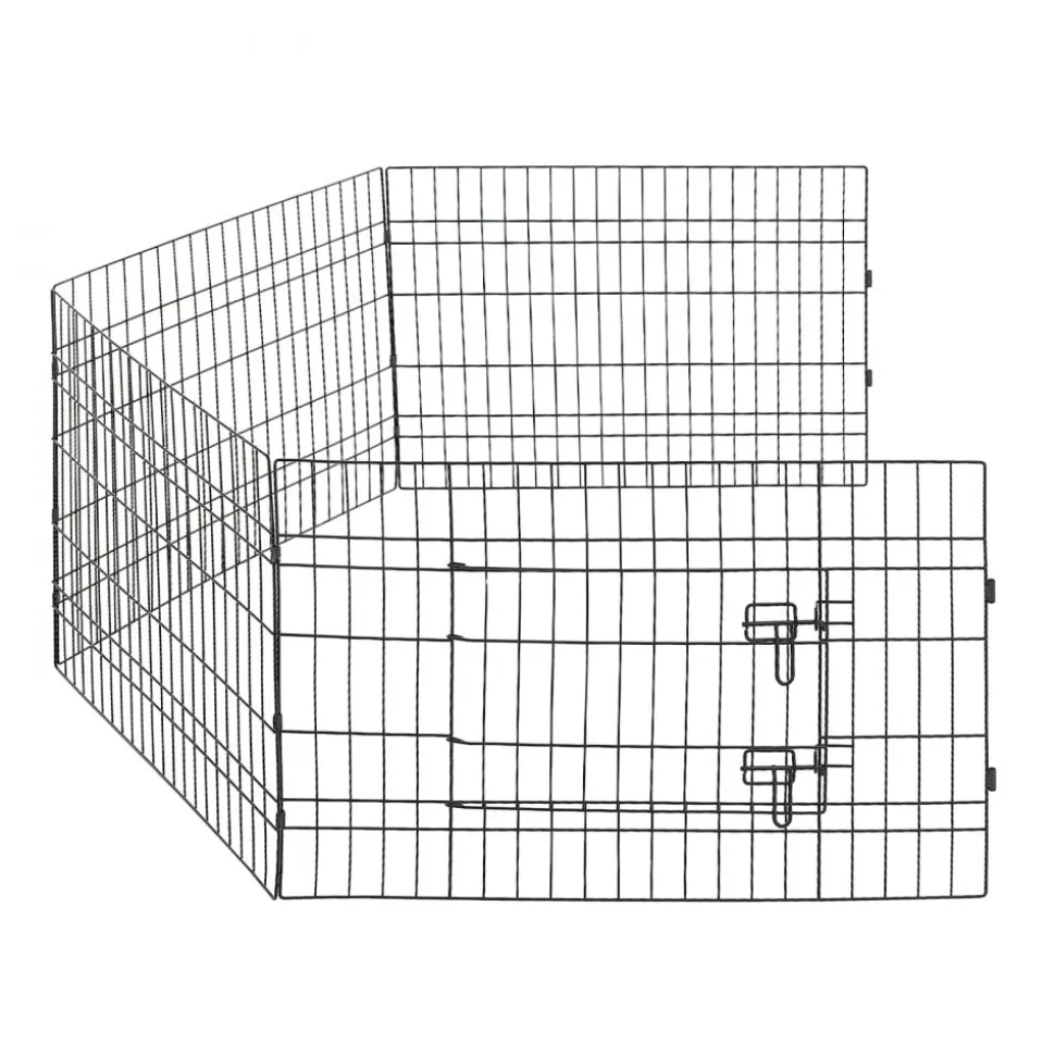 VEVOR Dog Playpen 24 Inch 4 Panels Foldable Exercise Pen with Bottom Pad, Indoor Metal Pet Fence with Door, Heavy Duty Puppy Crate Kennel, Pet Playpen for Dogs, Cats, and Other Small Animals, Black