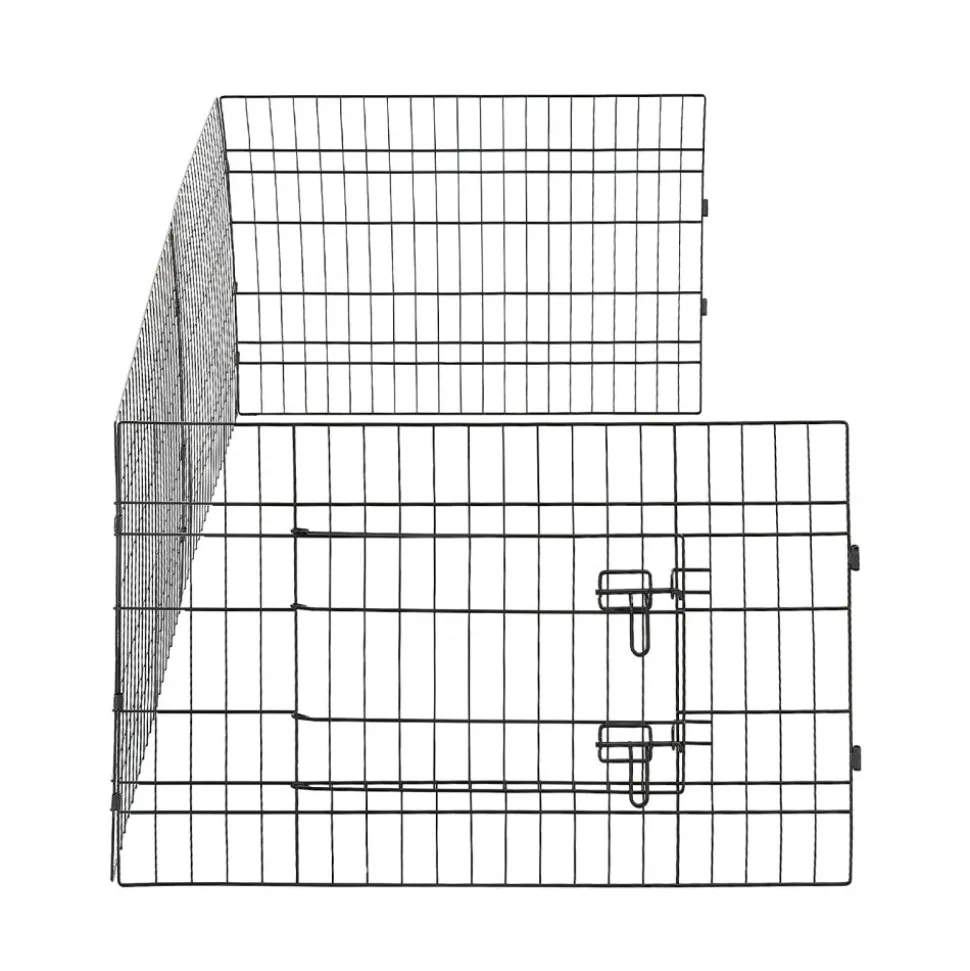 VEVOR Dog Playpen 24 Inch 4 Panels Foldable Exercise Pen with Bottom Pad, Indoor Metal Pet Fence with Door, Heavy Duty Puppy Crate Kennel, Pet Playpen for Dogs, Cats, and Other Small Animals, Black