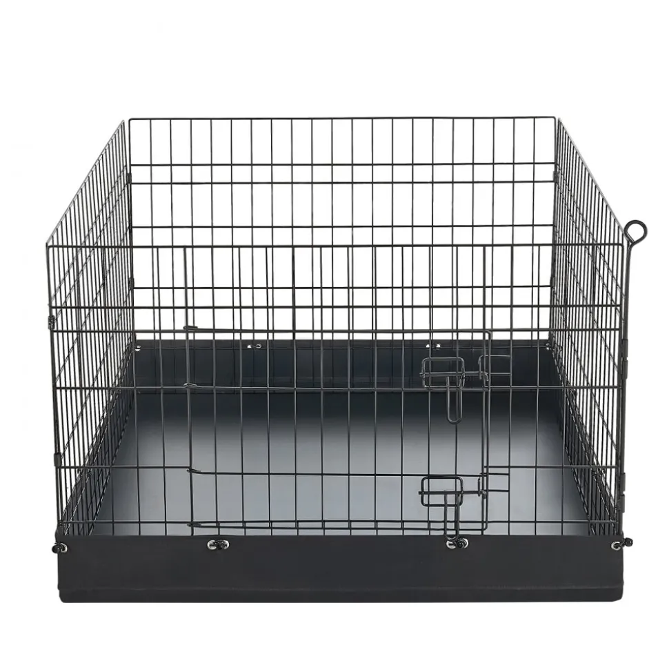 VEVOR Dog Playpen 24 Inch 4 Panels Foldable Exercise Pen with Bottom Pad, Indoor Metal Pet Fence with Door, Heavy Duty Puppy Crate Kennel, Pet Playpen for Dogs, Cats, and Other Small Animals, Black