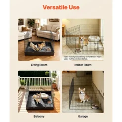 VEVOR Dog Playpen 24 Inch 4 Panels Foldable Exercise Pen with Bottom Pad, Indoor Metal Pet Fence with Door, Heavy Duty Puppy Crate Kennel, Pet Playpen for Dogs, Cats, and Other Small Animals, Black