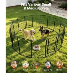 VEVOR Dog Playpen 40 Inch 16 Panels Foldable Metal Exercise Pen Pet Fence, Indoor/Outdoor Heavy Duty Puppy Crate Kennel with Door for Large/Small Dogs and Cats, Portable for RV Camping, Yard, Black