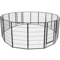 VEVOR Dog Playpen 40 Inch 16 Panels Foldable Metal Exercise Pen Pet Fence, Indoor/Outdoor Heavy Duty Puppy Crate Kennel with Door for Large/Small Dogs and Cats, Portable for RV Camping, Yard, Black