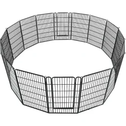 VEVOR Dog Playpen 40 Inch 16 Panels Foldable Metal Exercise Pen Pet Fence, Indoor/Outdoor Heavy Duty Puppy Crate Kennel with Door for Large/Small Dogs and Cats, Portable for RV Camping, Yard, Black