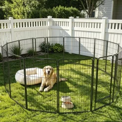 VEVOR Dog Playpen 40 Inch 16 Panels Foldable Metal Exercise Pen Pet Fence, Indoor/Outdoor Heavy Duty Puppy Crate Kennel with Door for Large/Small Dogs and Cats, Portable for RV Camping, Yard, Black
