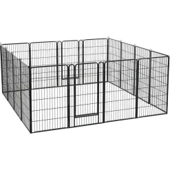VEVOR Dog Playpen 40 Inch 16 Panels Foldable Metal Exercise Pen Pet Fence, Indoor/Outdoor Heavy Duty Puppy Crate Kennel with Door for Large/Small Dogs and Cats, Portable for RV Camping, Yard, Black