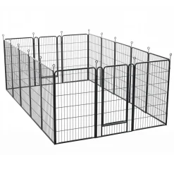 VEVOR Dog Playpen 40 Inch 16 Panels Foldable Metal Exercise Pen Pet Fence, Indoor/Outdoor Heavy Duty Puppy Crate Kennel with Door for Large/Small Dogs and Cats, Portable for RV Camping, Yard, Black