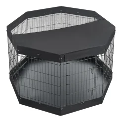 VEVOR Dog Playpen 36 Inch 8 Panels Exercise Pen with Top Cover & Bottom Pad, Indoor Foldable Metal Pet Fence with Door, Heavy Duty Puppy Crate Kennel Pen for Dogs, Cats, and Other Small Animals, Black