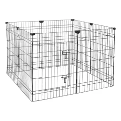 VEVOR Dog Playpen 36 Inch 8 Panels Exercise Pen with Top Cover & Bottom Pad, Indoor Foldable Metal Pet Fence with Door, Heavy Duty Puppy Crate Kennel Pen for Dogs, Cats, and Other Small Animals, Black