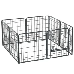 VEVOR Dog Playpen 24 Inch 8 Panels Foldable Exercise Pen with Bottom Pad, Indoor Metal Pet Fence with Door, Heavy Duty Puppy Crate Kennel, Pet Playpen for Dogs, Cats, and Other Small Animals, Black