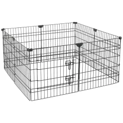 VEVOR Dog Playpen 24 Inch 8 Panels Foldable Exercise Pen with Top Cover, Indoor Metal Pet Fence with Door, Heavy Duty Puppy Crate Kennel, Pet Playpen for Dogs, Cats, and Other Small Animals, Black