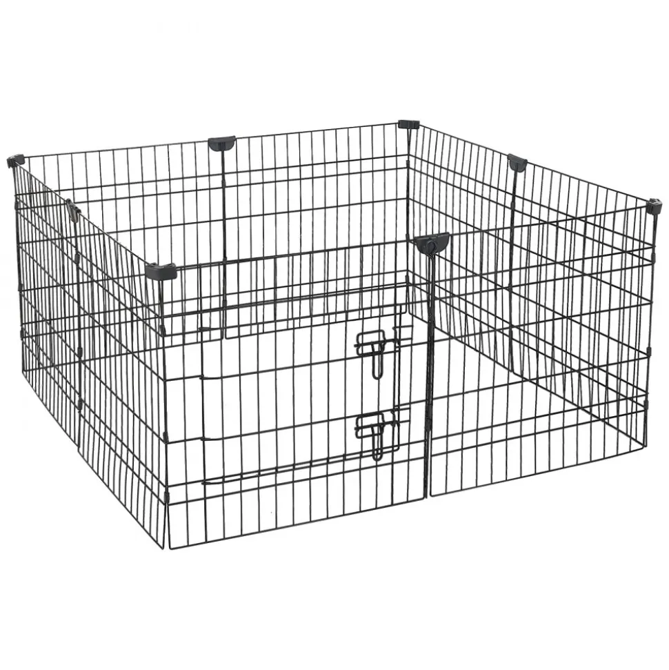 VEVOR Dog Playpen 24 Inch 8 Panels Foldable Exercise Pen with Top Cover, Indoor Metal Pet Fence with Door, Heavy Duty Puppy Crate Kennel, Pet Playpen for Dogs, Cats, and Other Small Animals, Black