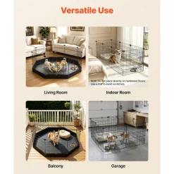 VEVOR Dog Playpen 24 Inch 8 Panels Foldable Exercise Pen with Top Cover, Indoor Metal Pet Fence with Door, Heavy Duty Puppy Crate Kennel, Pet Playpen for Dogs, Cats, and Other Small Animals, Black