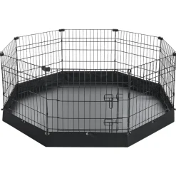 VEVOR Dog Playpen 24 Inch 8 Panels Foldable Exercise Pen with Top Cover, Indoor Metal Pet Fence with Door, Heavy Duty Puppy Crate Kennel, Pet Playpen for Dogs, Cats, and Other Small Animals, Black