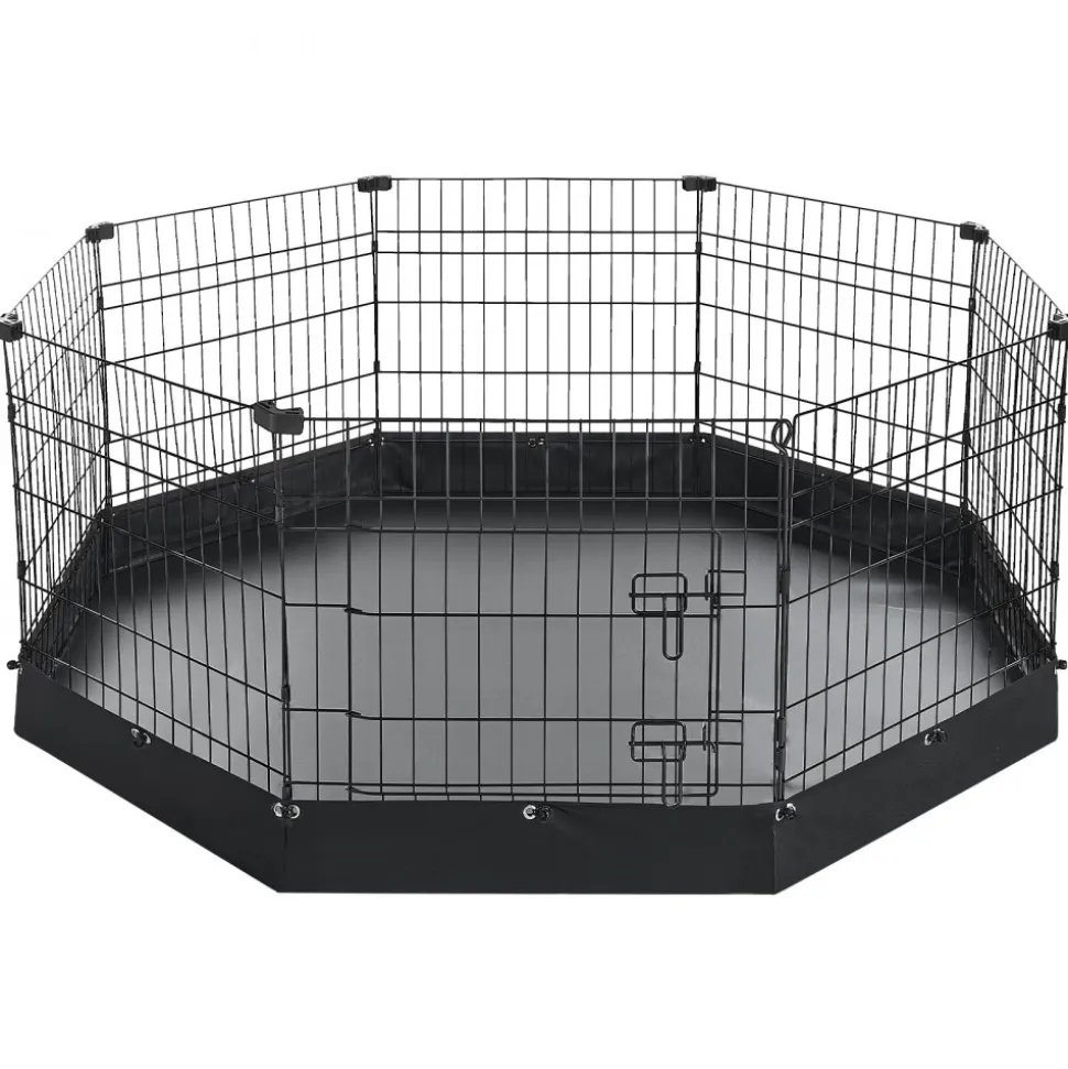VEVOR Dog Playpen 24 Inch 8 Panels Foldable Exercise Pen with Top Cover, Indoor Metal Pet Fence with Door, Heavy Duty Puppy Crate Kennel, Pet Playpen for Dogs, Cats, and Other Small Animals, Black