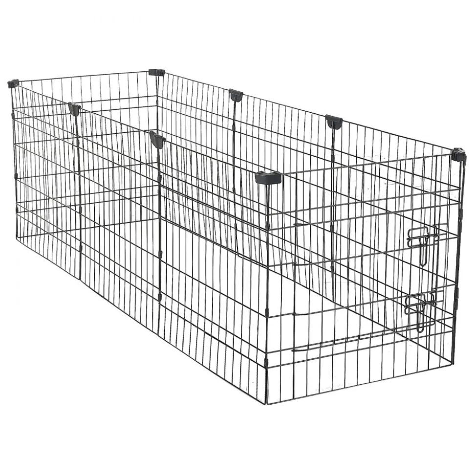 VEVOR Dog Playpen 24 Inch 8 Panels Foldable Exercise Pen with Top Cover, Indoor Metal Pet Fence with Door, Heavy Duty Puppy Crate Kennel, Pet Playpen for Dogs, Cats, and Other Small Animals, Black