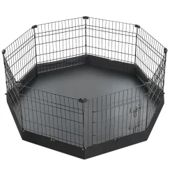 VEVOR Dog Playpen 24 Inch 8 Panels Foldable Exercise Pen with Top Cover, Indoor Metal Pet Fence with Door, Heavy Duty Puppy Crate Kennel, Pet Playpen for Dogs, Cats, and Other Small Animals, Black