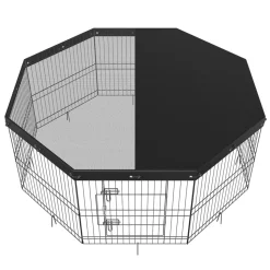 VEVOR Dog Playpen, 8 Panels Foldable Metal Dog Exercise Pen with Top Cover, 24" H Pet Fence Puppy Crate Kennel with Ground Stakes, Indoor Outdoor Dog Pen for Small Medium Pets, for Camping, Yard