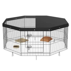 VEVOR Dog Playpen, 8 Panels Foldable Metal Dog Exercise Pen with Top Cover, 24