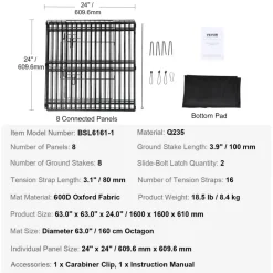 VEVOR Dog Playpen, 8 Panels Foldable Metal Dog Exercise Pen with Bottom Pad, 24