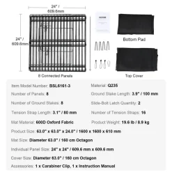 VEVOR Dog Playpen, 8 Panels Foldable Metal Dog Exercise Pen with Top Cover and Bottom Pad, 24" H Pet Fence Puppy Crate Kennel, Indoor Outdoor Dog Pen for Small Medium Pets, for Camping, Yard