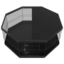 VEVOR Dog Playpen, 8 Panels Foldable Metal Dog Exercise Pen with Top Cover and Bottom Pad, 24