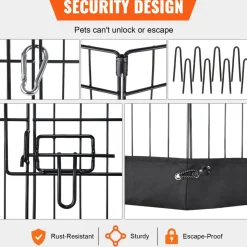 VEVOR Dog Playpen, 8 Panels Foldable Metal Dog Exercise Pen with Top Cover and Bottom Pad, 24