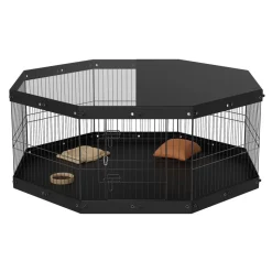 VEVOR Dog Playpen, 8 Panels Foldable Metal Dog Exercise Pen with Top Cover and Bottom Pad, 24