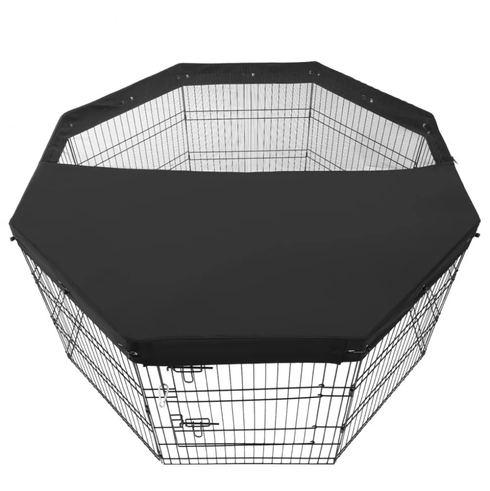 VEVOR Dog Playpen, 8 Pcs 30"H x 24"W Panels Foldable Metal Pet Exercise Pen, Dog Fence Indoor and Outdoor Pen with Door, 600D Oxford Fabric Top Cover, Pet Playpen for Dogs, Cats, Other Small Animals