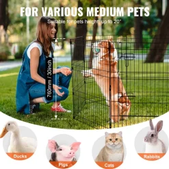 VEVOR Dog Playpen, 8 Pcs 30"H x 24"W Panels Foldable Metal Pet Exercise Pen, Dog Fence Indoor and Outdoor Pen with Door, Bottom Pad and Top Cover, Pet Playpen for Dogs, Cats, Other Small Animals