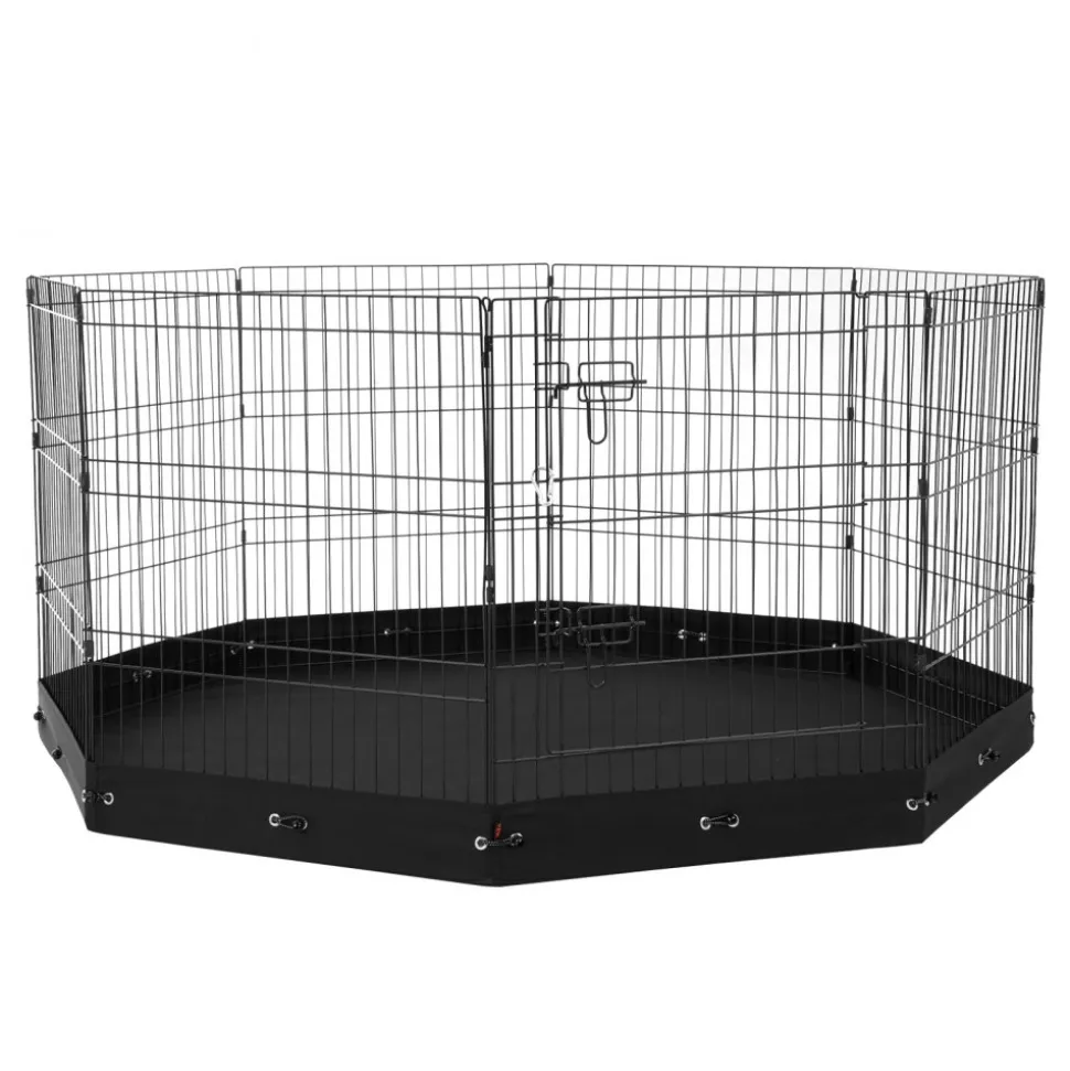 VEVOR Dog Playpen, 8 Pcs 30"H x 24"W Panels Foldable Metal Pet Exercise Pen, Dog Fence Indoor and Outdoor Pen with Door, 600D Oxford Fabric Bottom Pad, Pet Playpen for Dogs, Cats, Other Small Animals