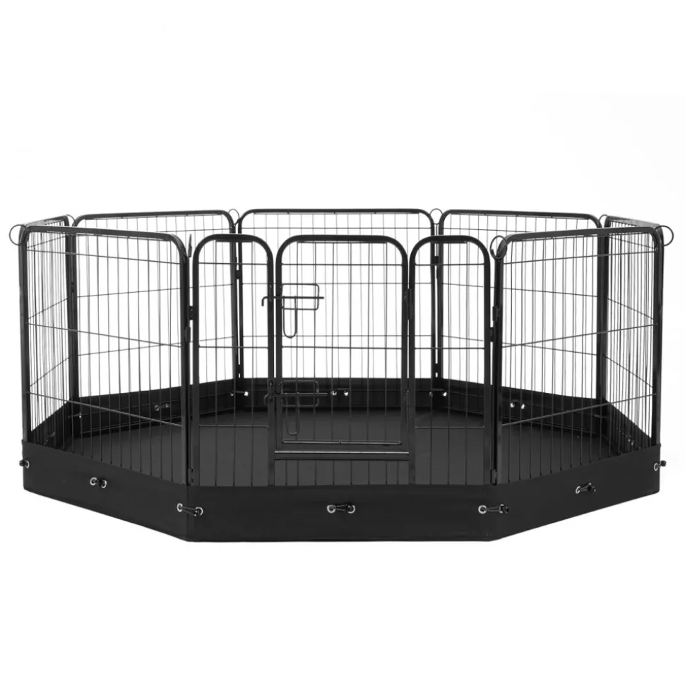 VEVOR Dog Playpen, 8 Pcs 24 x 24 in Panels Foldable Metal Pet Exercise Pen, Dog Fence Indoor and Outdoor Pen with Door, Storage Bag and Bottom Pad, Pet Playpen for Dogs, Cats and Other Small Animals