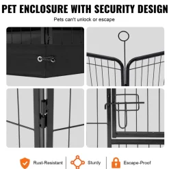 VEVOR Dog Playpen, 8 Pcs 24 x 24 in Panels Foldable Metal Pet Exercise Pen, Dog Fence Indoor and Outdoor Pen with Door, Storage Bag and Bottom Pad, Pet Playpen for Dogs, Cats and Other Small Animals