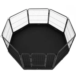 VEVOR Dog Playpen, 8 Pcs 24 x 24 in Panels Foldable Metal Pet Exercise Pen, Dog Fence Indoor and Outdoor Pen with Door, Storage Bag and Bottom Pad, Pet Playpen for Dogs, Cats and Other Small Animals