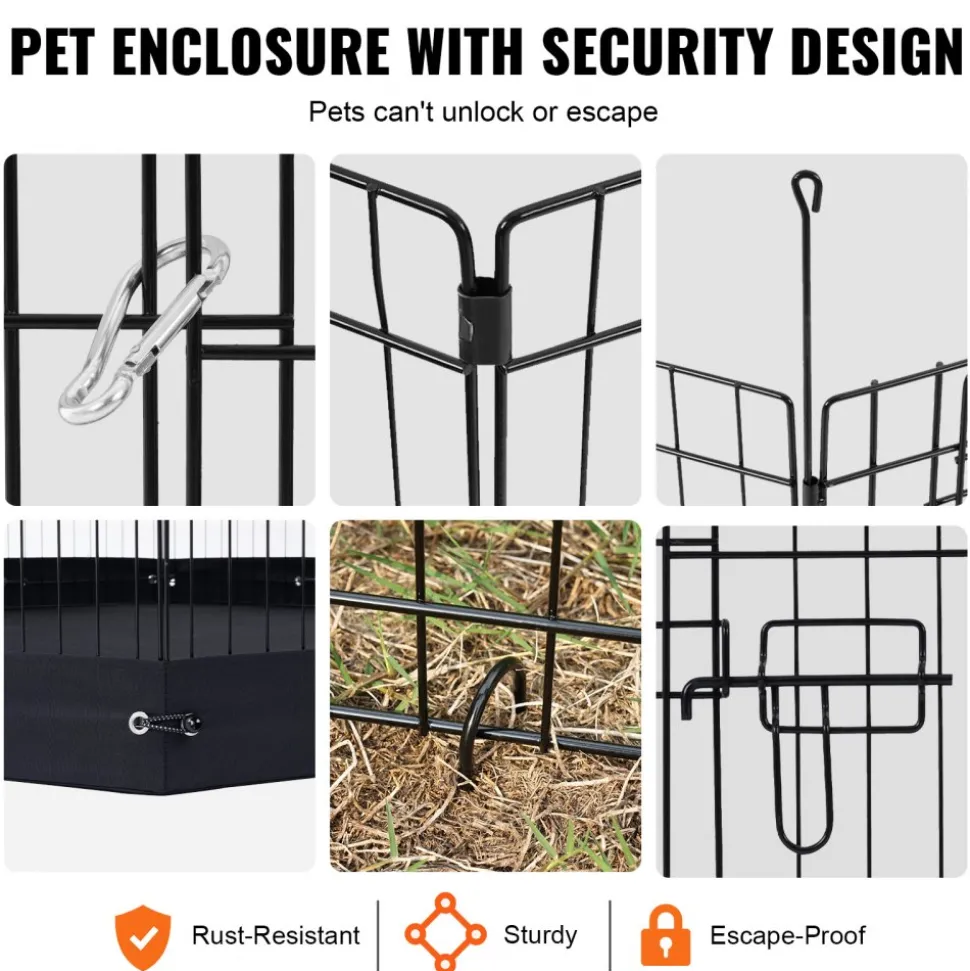 VEVOR Dog Playpen, 4 Pcs 24 x 36 in Panels Foldable Metal Pet Exercise Pen, Dog Fence Indoor and Outdoor Pen with Door, Top Cover, and Bottom Pad, Pet Playpen for Dogs, Cats and Other Small Animals