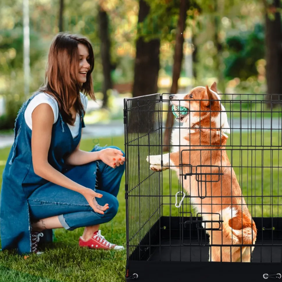 VEVOR Dog Playpen, 4 Pcs 24 x 36 in Panels Foldable Metal Pet Exercise Pen, Dog Fence Indoor and Outdoor Pen with Door, Top Cover, and Bottom Pad, Pet Playpen for Dogs, Cats and Other Small Animals