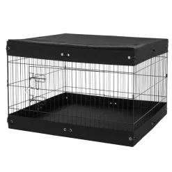 VEVOR Dog Playpen, 4 Pcs 24 x 36 in Panels Foldable Metal Pet Exercise Pen, Dog Fence Indoor and Outdoor Pen with Door, Top Cover, and Bottom Pad, Pet Playpen for Dogs, Cats and Other Small Animals