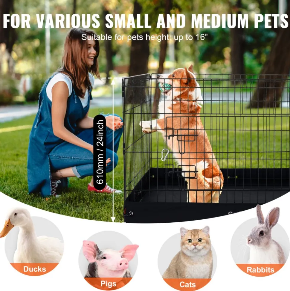 VEVOR Dog Playpen, 4 Pcs 24 x 36 in Panels Foldable Metal Pet Exercise Pen, Dog Fence Indoor and Outdoor Pen with Door, Top Cover, and Bottom Pad, Pet Playpen for Dogs, Cats and Other Small Animals