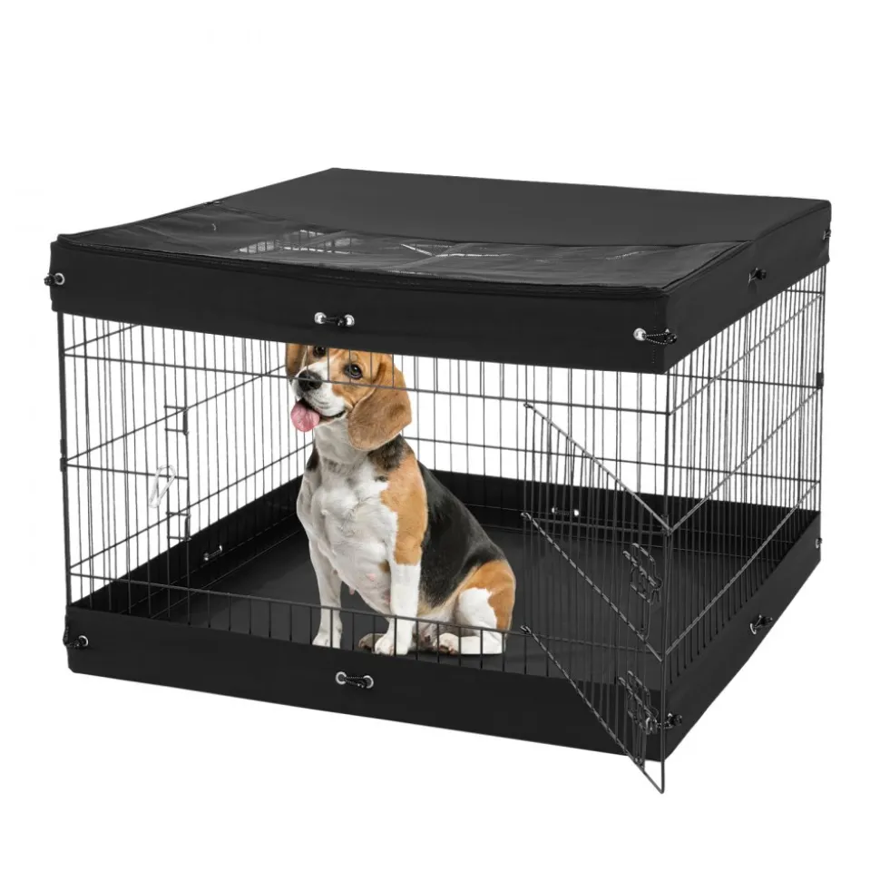 VEVOR Dog Playpen, 4 Pcs 24 x 36 in Panels Foldable Metal Pet Exercise Pen, Dog Fence Indoor and Outdoor Pen with Door, Top Cover, and Bottom Pad, Pet Playpen for Dogs, Cats and Other Small Animals