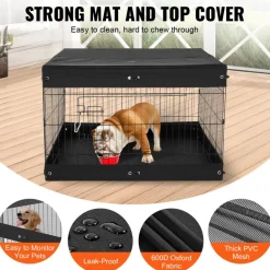 VEVOR Dog Playpen, 4 Pcs 24 x 36 in Panels Foldable Metal Pet Exercise Pen, Dog Fence Indoor and Outdoor Pen with Door, Top Cover, and Bottom Pad, Pet Playpen for Dogs, Cats and Other Small Animals