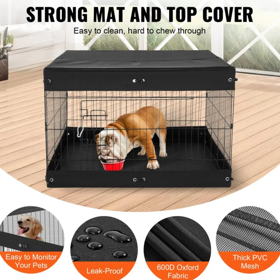 VEVOR Dog Playpen, 4 Pcs 24 x 36 in Panels Foldable Metal Pet Exercise Pen, Dog Fence Indoor and Outdoor Pen with Door, Top Cover, and Bottom Pad, Pet Playpen for Dogs, Cats and Other Small Animals