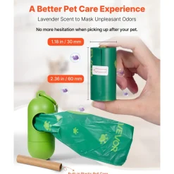 VEVOR Dog Poop Bags, 270 Counts 13 x 9 in, Sturdy & Thick Pet Waste Bags, Biodegradable HDPE Waste Bag Refill Rolls, Lavender Scented, Leak-Proof Trash Bag for Doggie Cat Pet, Dispenser Not Included