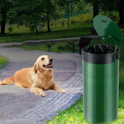 VEVOR Dog Poop Trash Can with 50 Liner Bags, 11.5 Gallons Outdoor Dog Waste Bin with Lid & Liner Clip for Pet Waste Station, Dog Waste Disposal Container for Garden Backyard Park