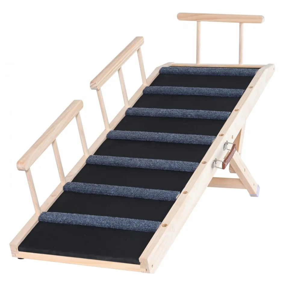 VEVOR Dog Ramp, Folding Pet Ramp for Bed, Adjustable Dog Ramp for Small, Large, Old Dogs & Cats, Wooden Pet Ramp with 47.2" Long Ramp, Adjustable from 13.8" to 27.6", Suitable for Couch, Sofa, Car