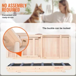 VEVOR Dog Ramp, Folding Pet Ramp for Bed, Adjustable Dog Ramp for Small, Large, Old Dogs & Cats, Wooden Pet Ramp with 41.3